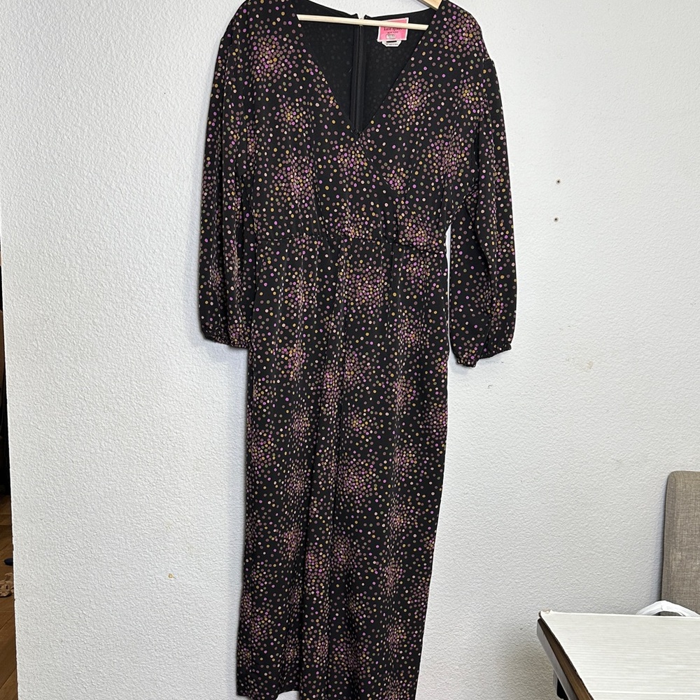 KATE SPADE NEW YORK Disco Dots Cropped Jumpsuit Womens 10 V‎ Neck Retro - Picture 2 of 16